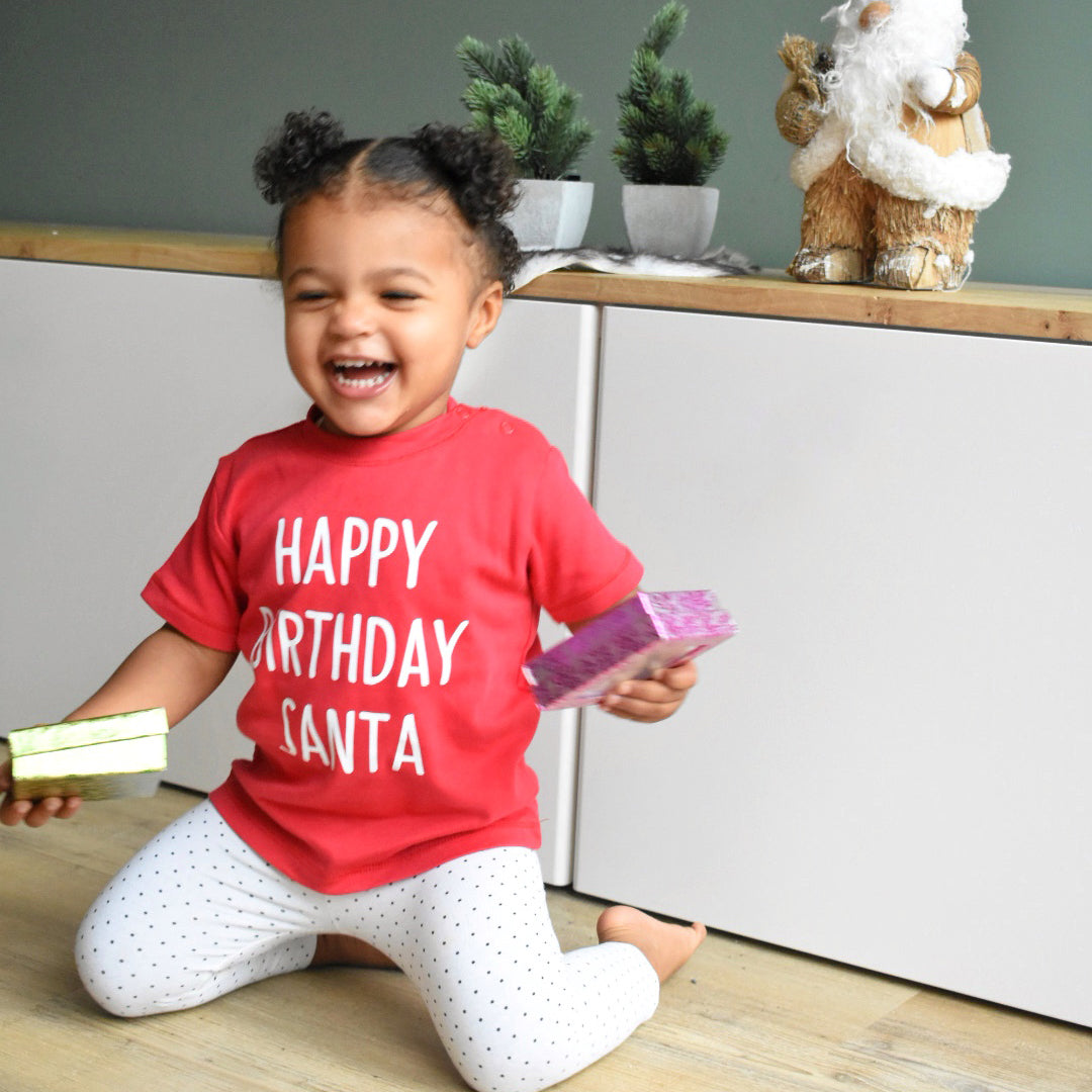 'Happy birthday Santa' baby shortsleeve shirt