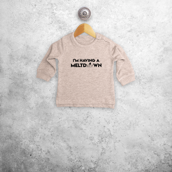 Baby or toddler sweater, with ‘I’m having a meltdown’ print by KMLeon.