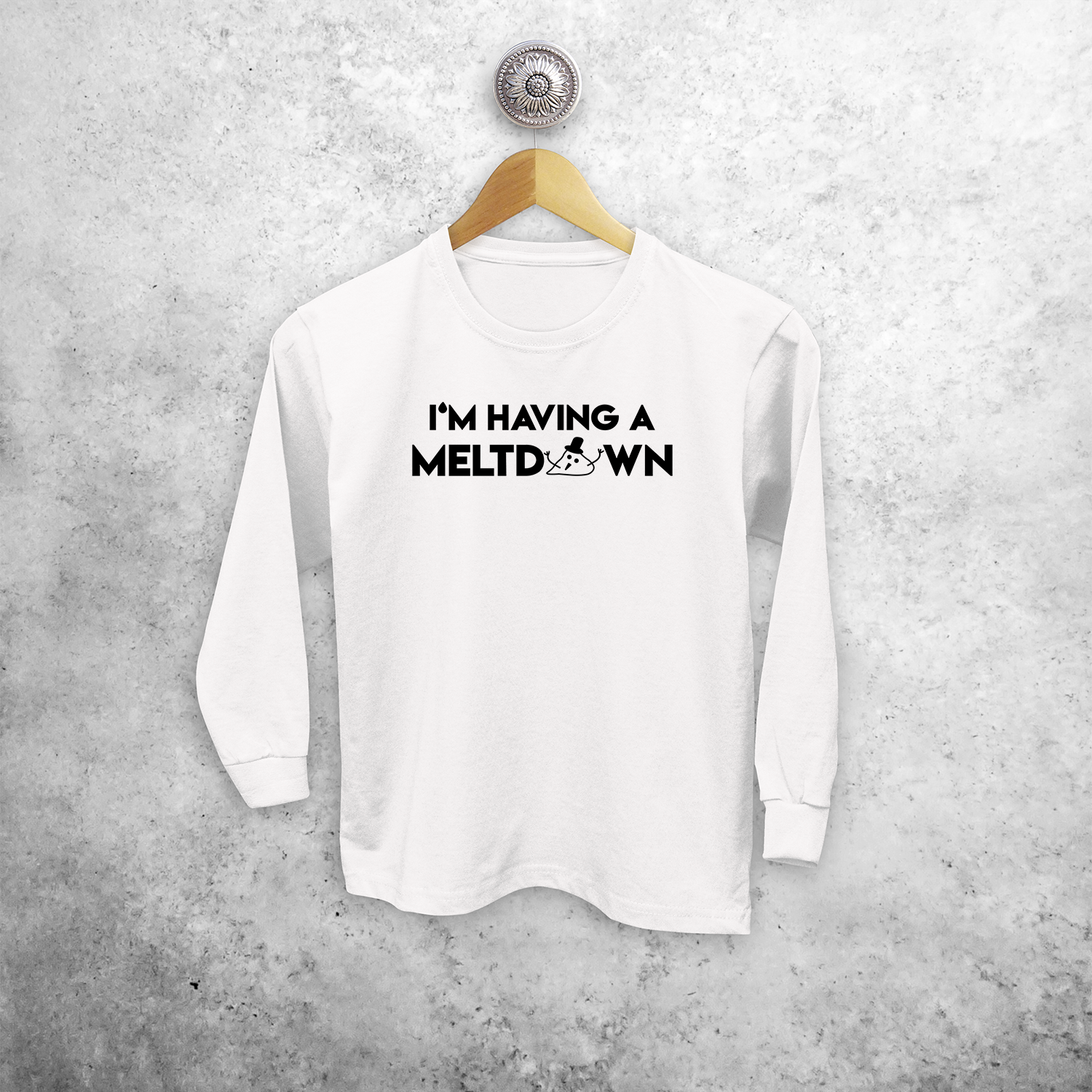 Kids shirt with long sleeves, with ‘I’m having a meltdown’ print by KMLeon.