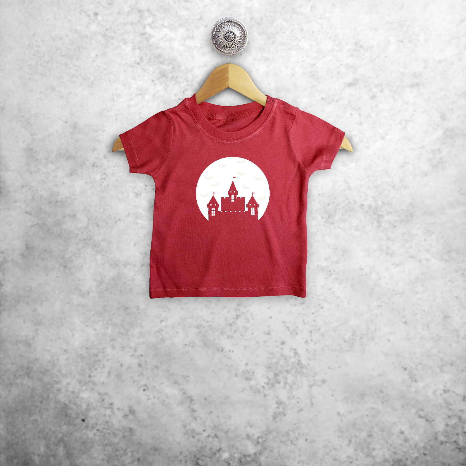 Castle and bats glow in the dark baby shortsleeve shirt