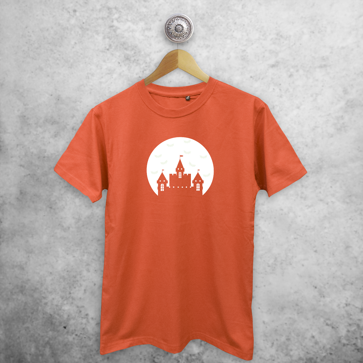 Castle and bats glow in the dark adult shirt