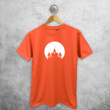 Castle and bats glow in the dark adult shirt