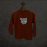Cat glow in the dark kids longsleeve shirt