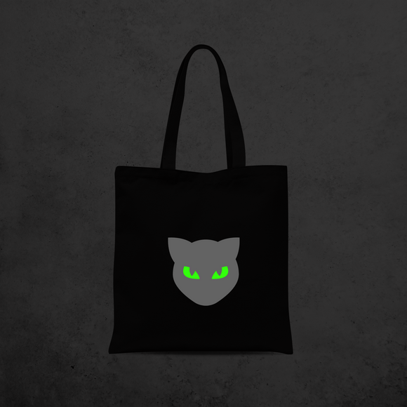 Cat glow in the dark tote bag