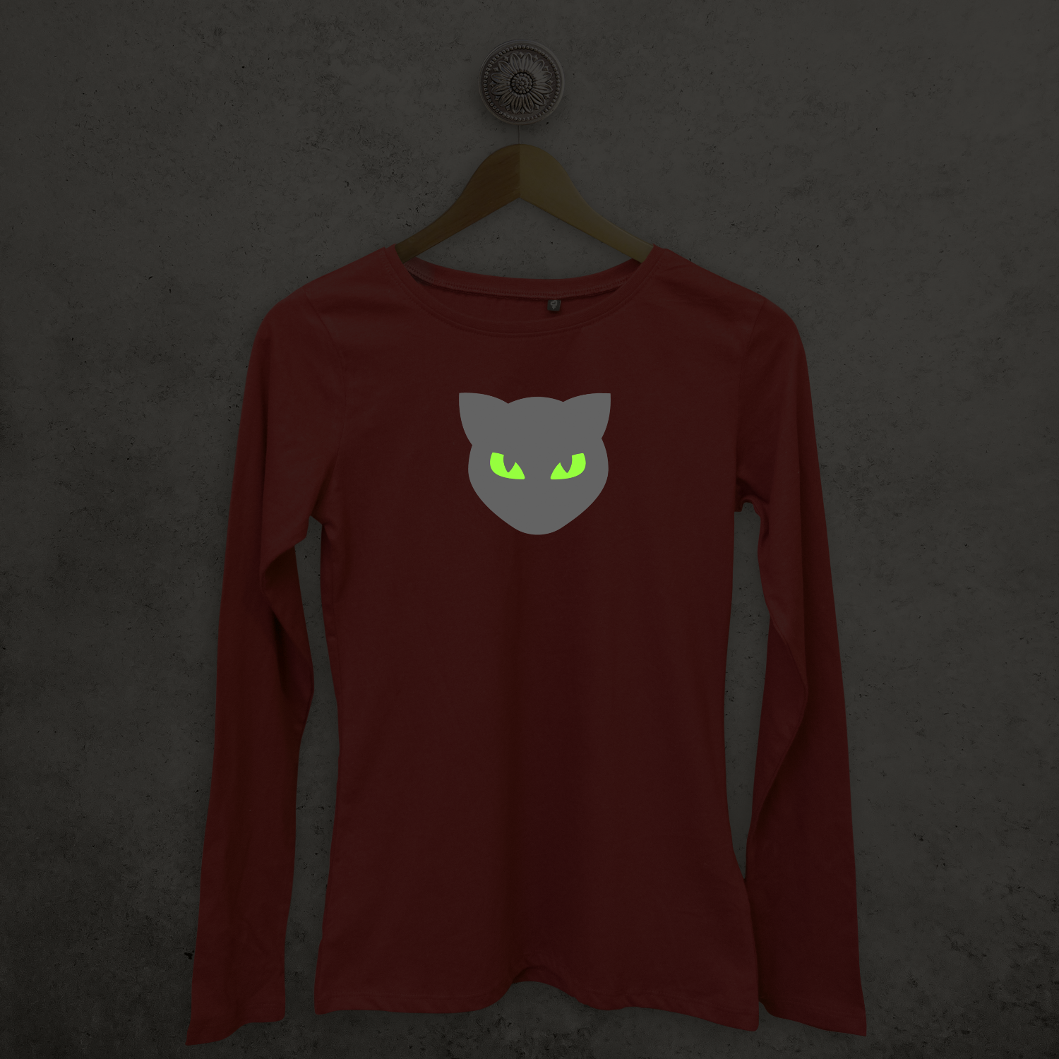 Cat glow in the dark adult longsleeve shirt