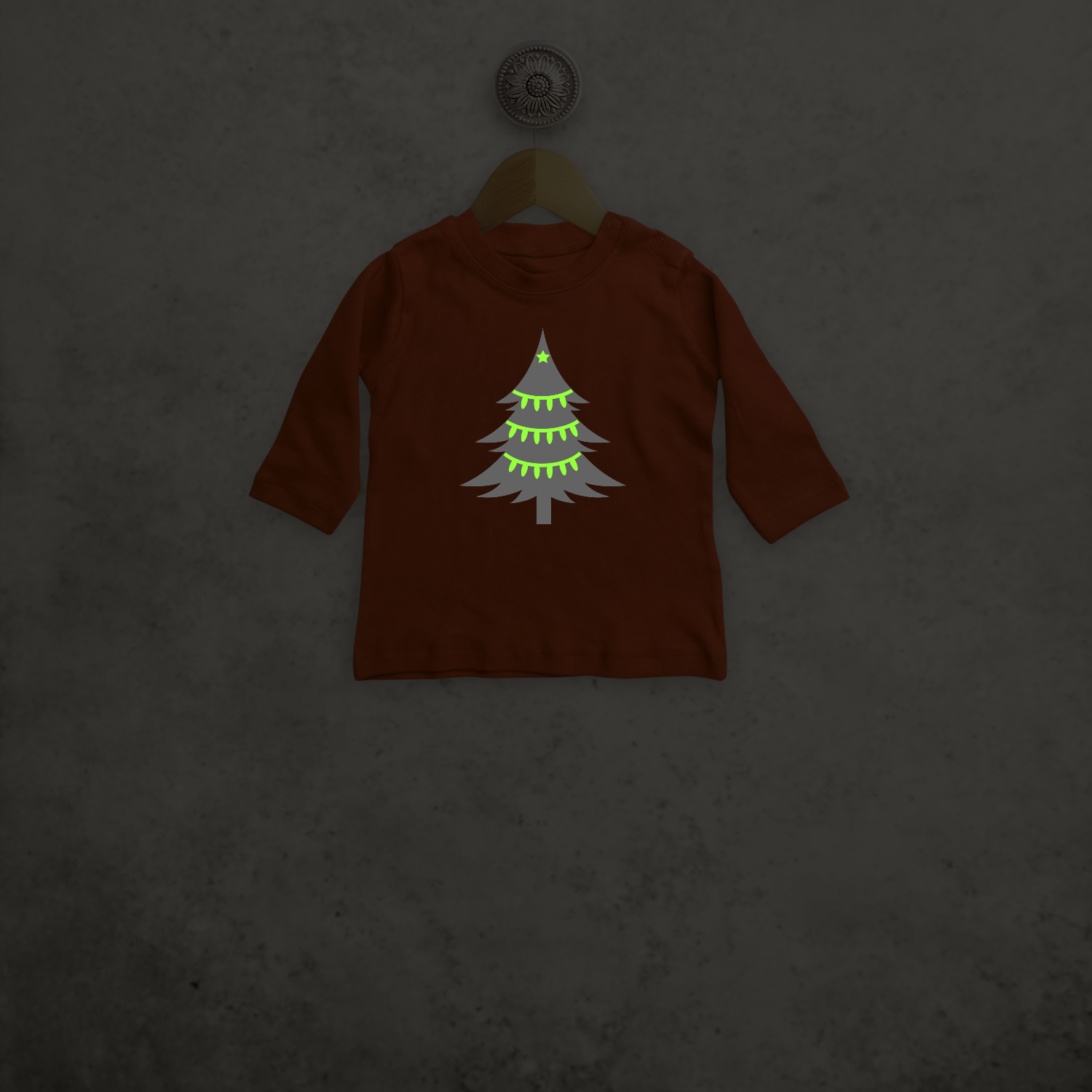 Christmas tree glow in the dark baby longsleeve shirt