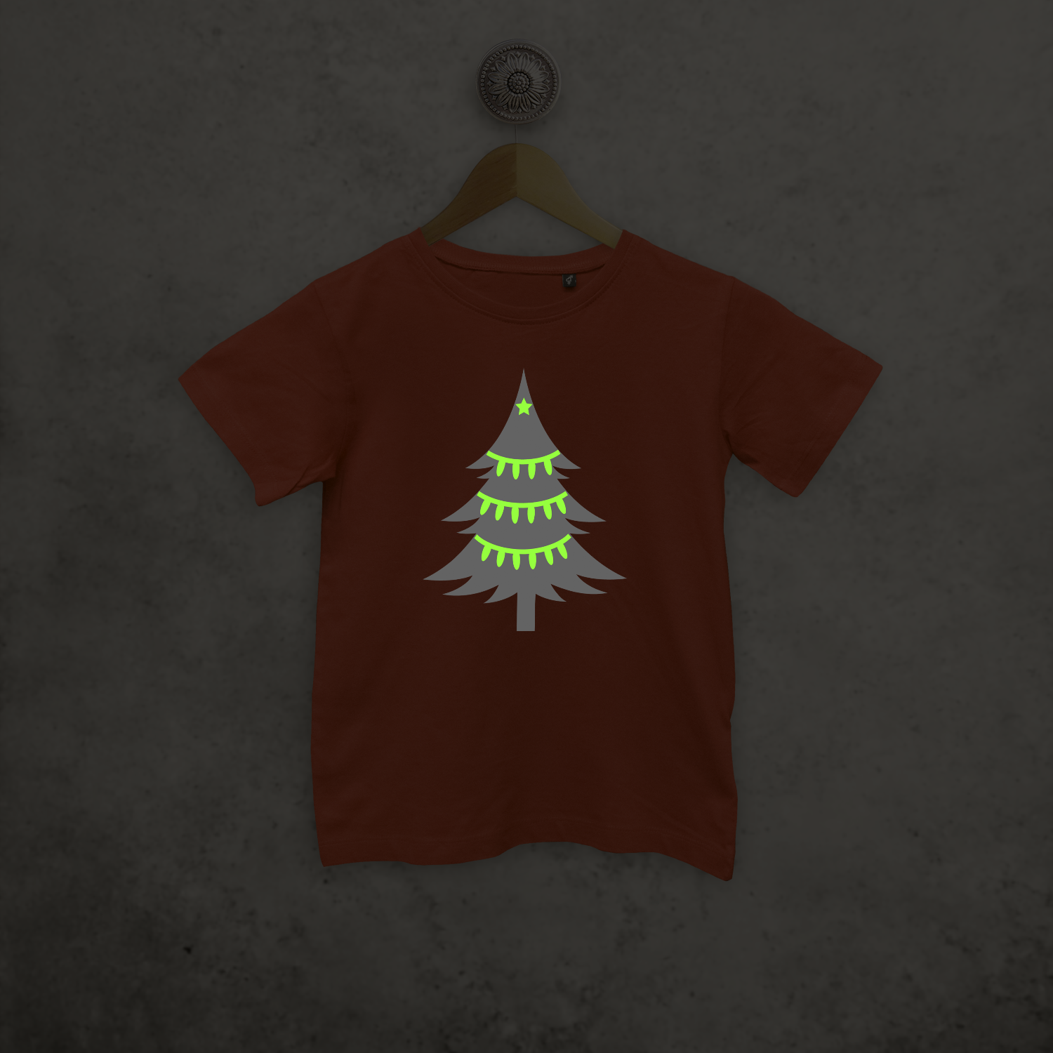 Christmas tree glow in the dark kids shortsleeve shirt