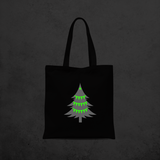 Christmas tree glow in the dark tote bag