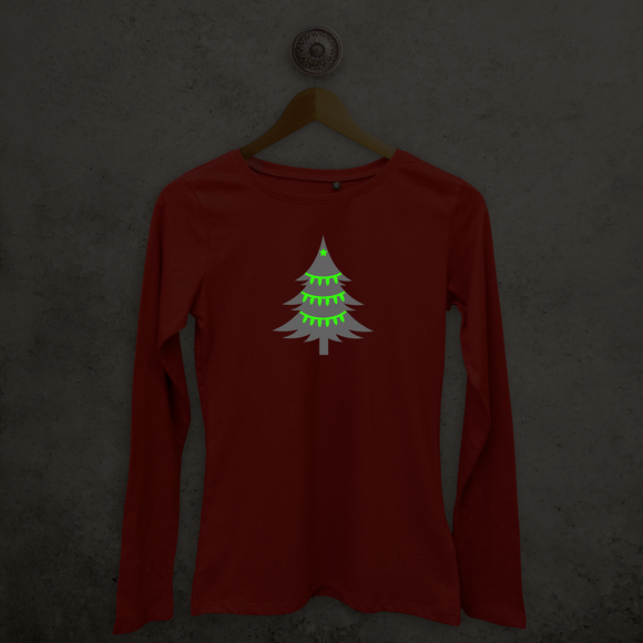 Christmas tree glow in the dark adult longsleeve shirt