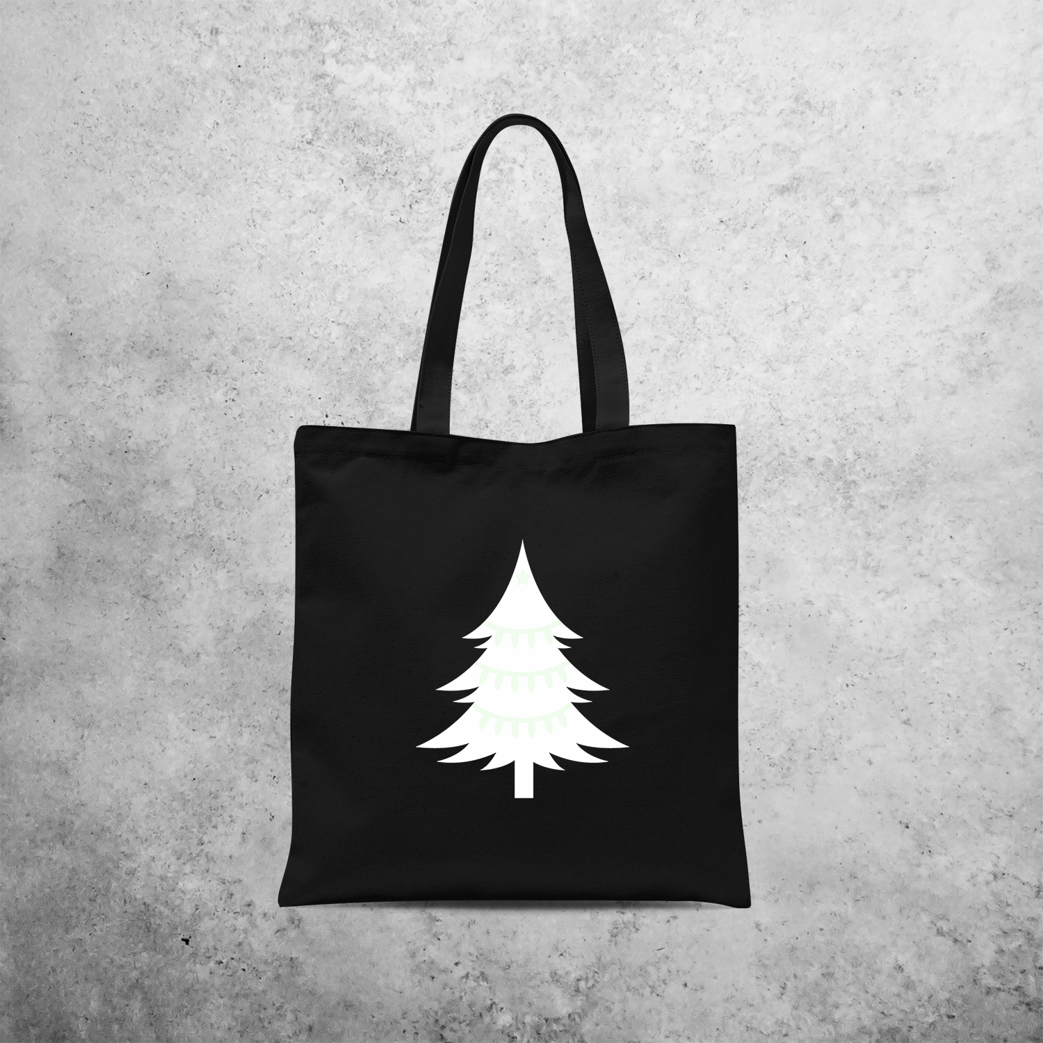 Christmas tree glow in the dark tote bag