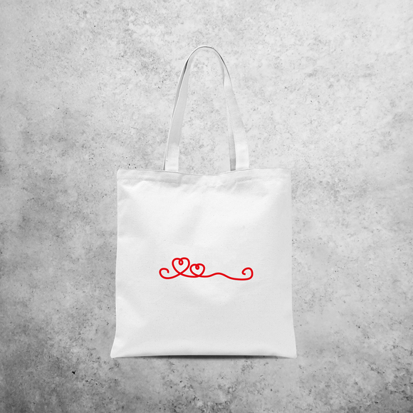 Curly heart tote bag