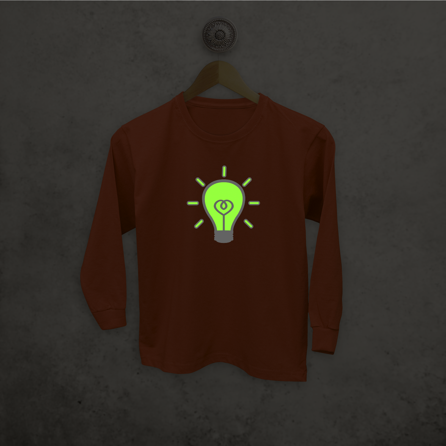 Lamp glow in the dark kind shirt met lange mouwen