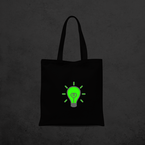 Light bulb glow in the dark tote bag