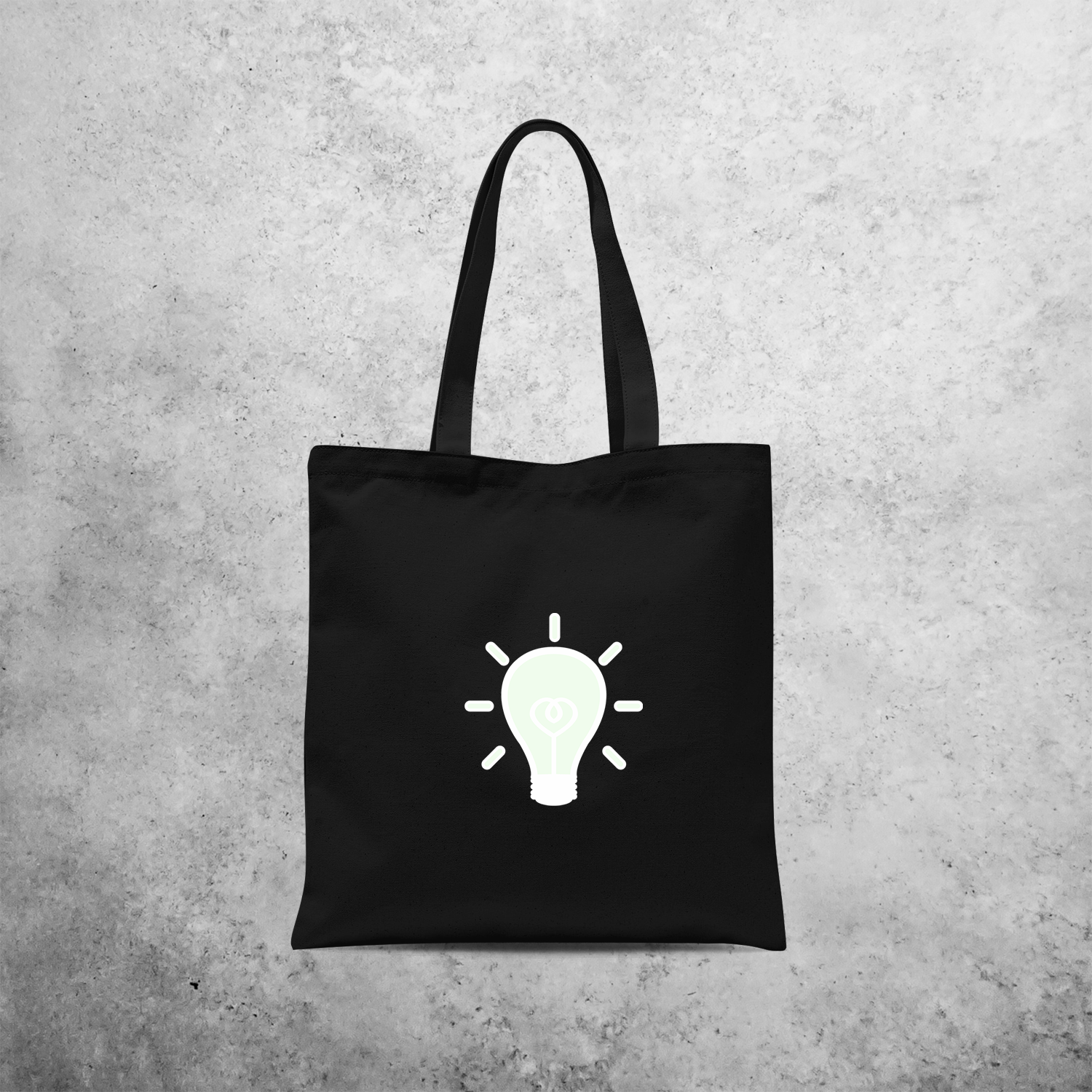 Light bulb glow in the dark tote bag