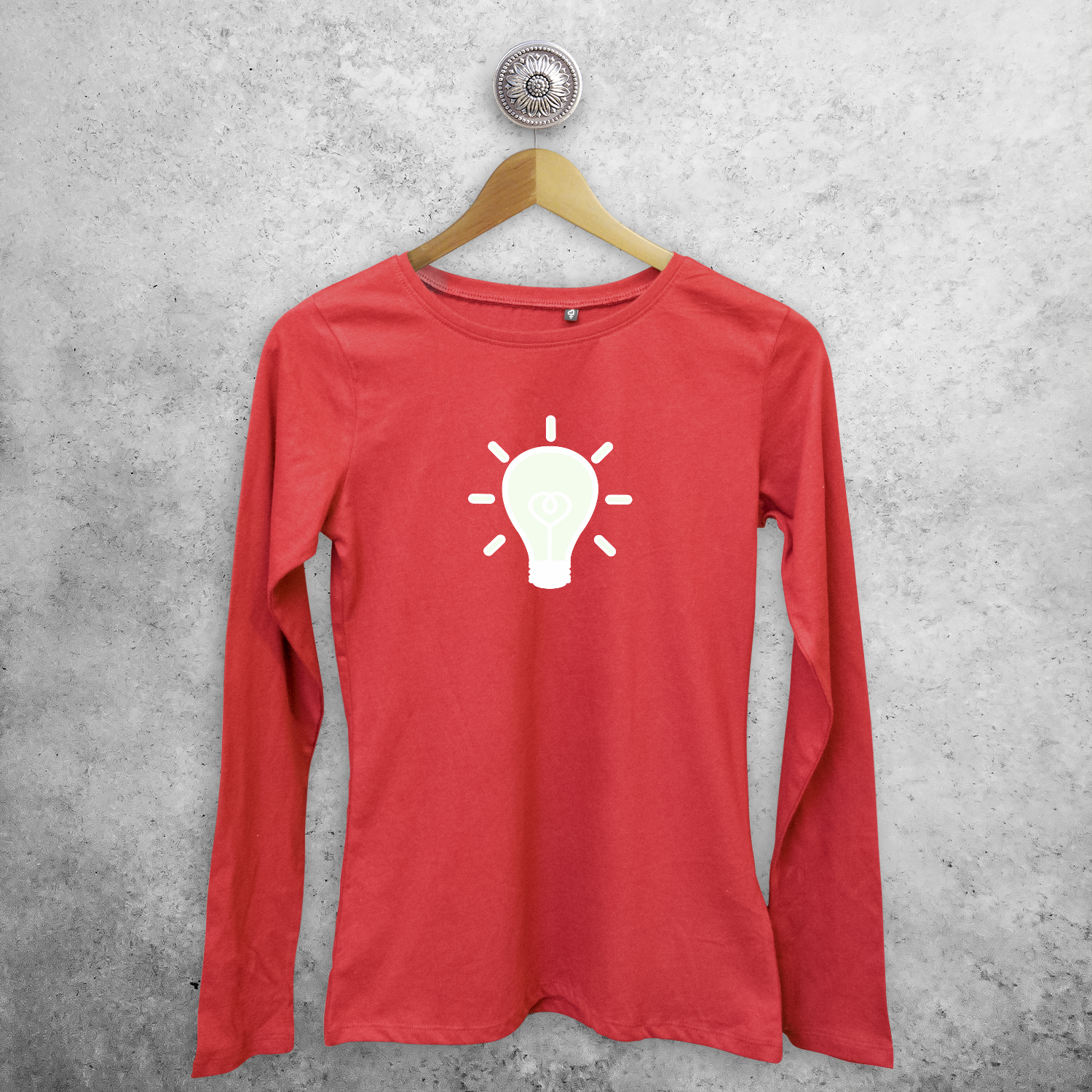 Light bulb glow in the dark adult longsleeve shirt