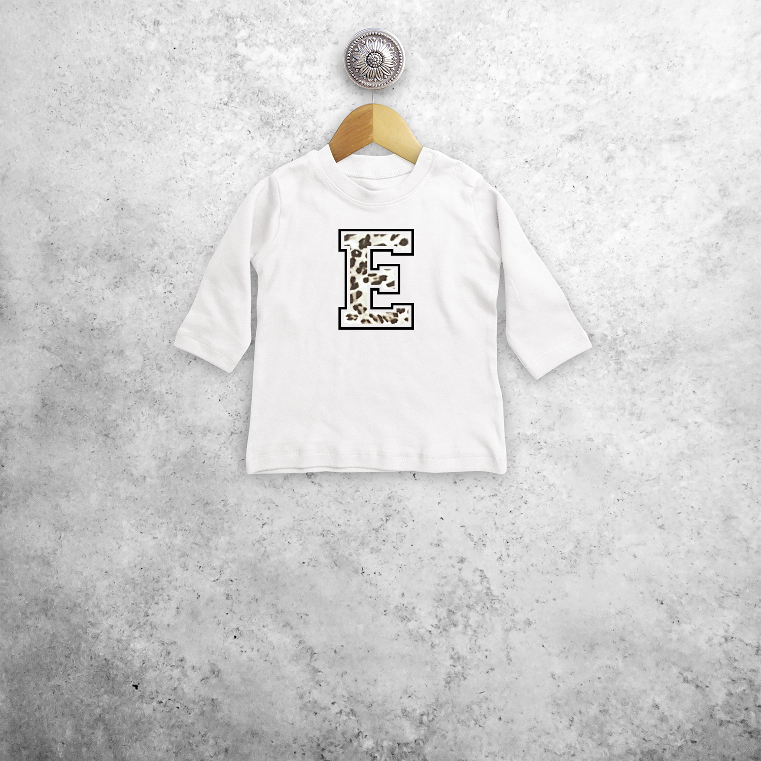 Luipaard letter baby shirt met lange mouwen