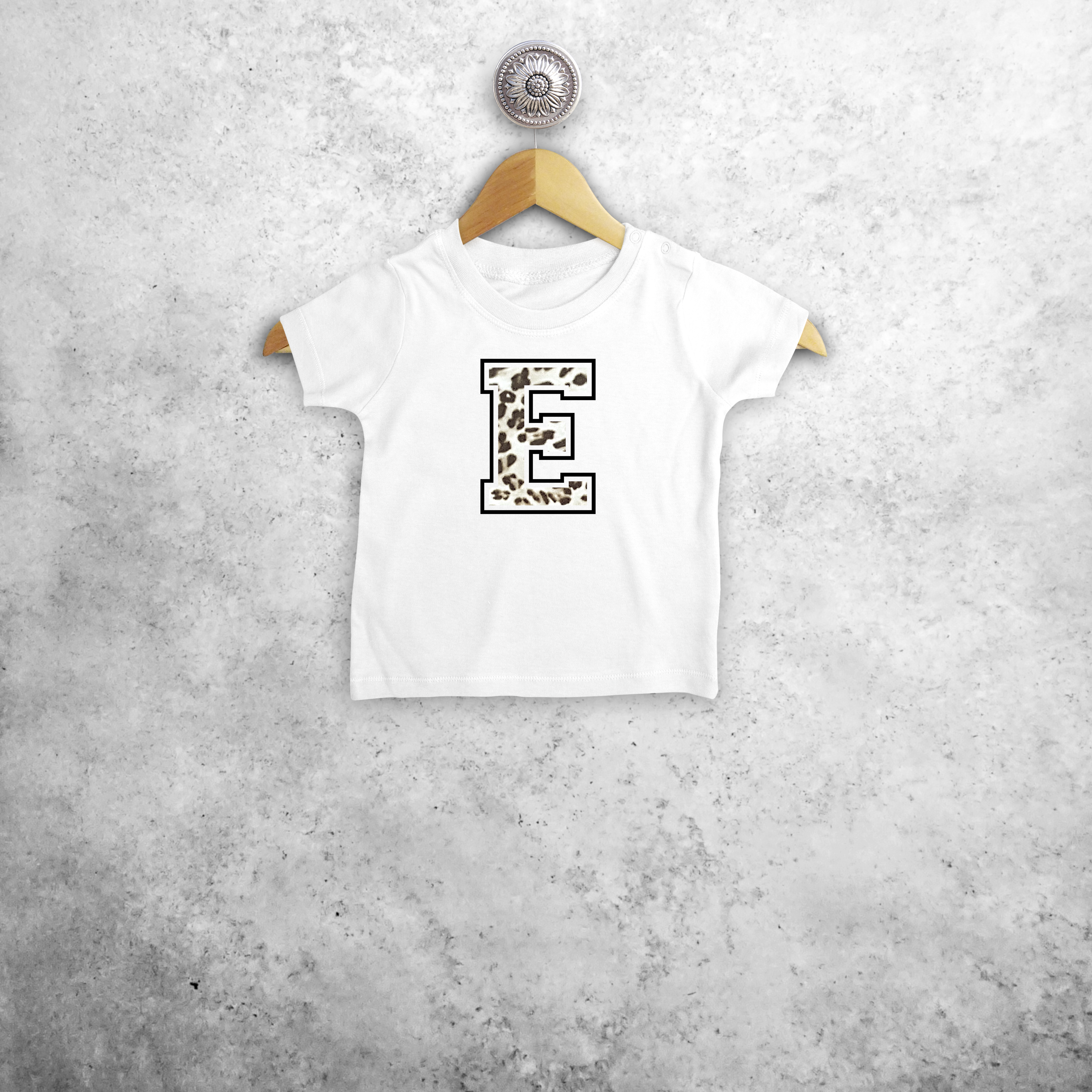 Leopard letter baby shortsleeve shirt