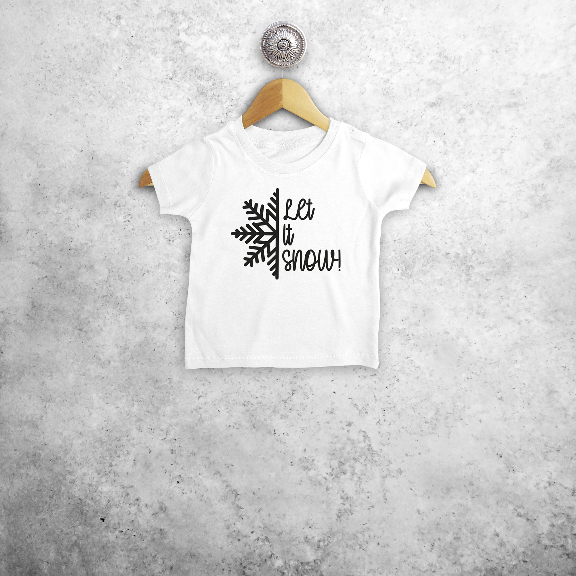 'Let it snow' baby shirt met korte mouwen