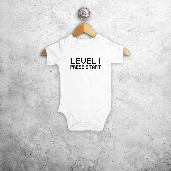 'Level... - Press start' baby shortsleeve bodysuit