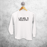 'Level... - Press start' kids longsleeve shirt