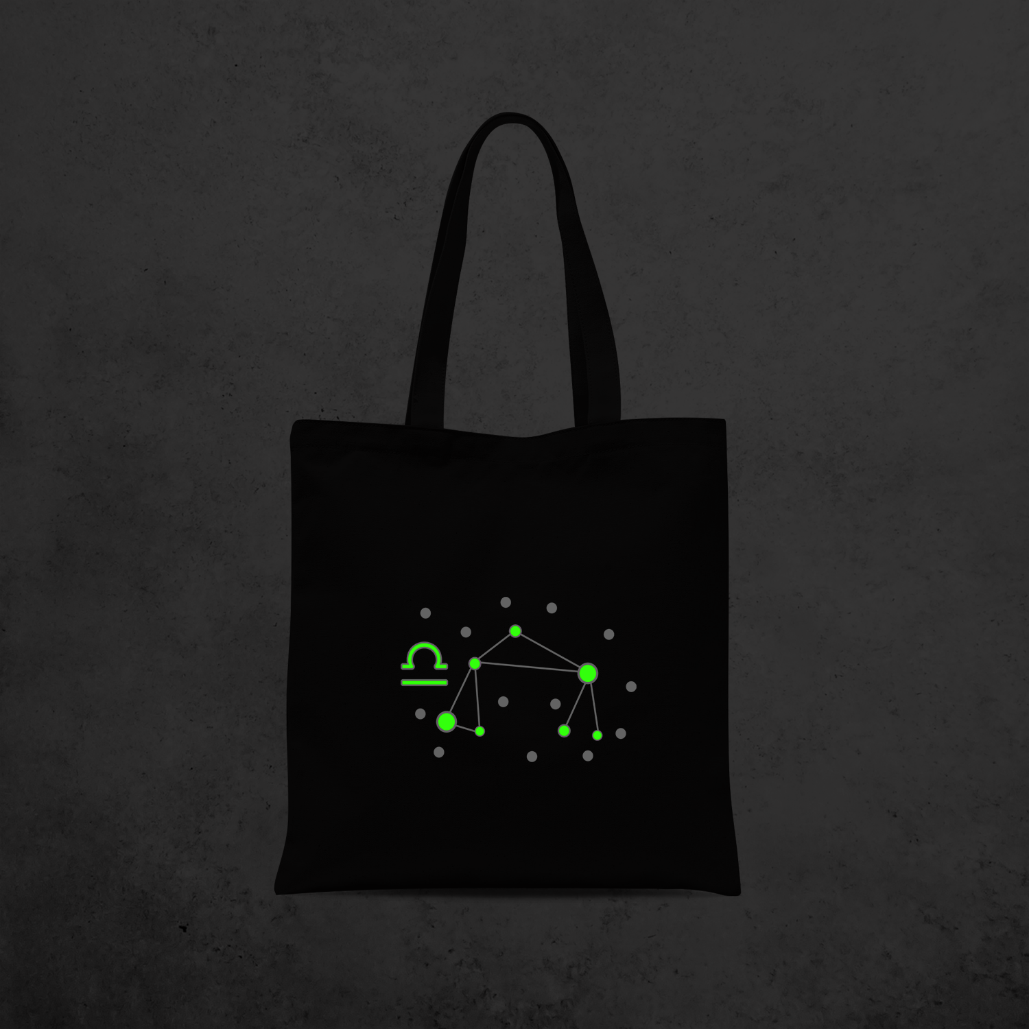 Star sign glow in the dark tote bag