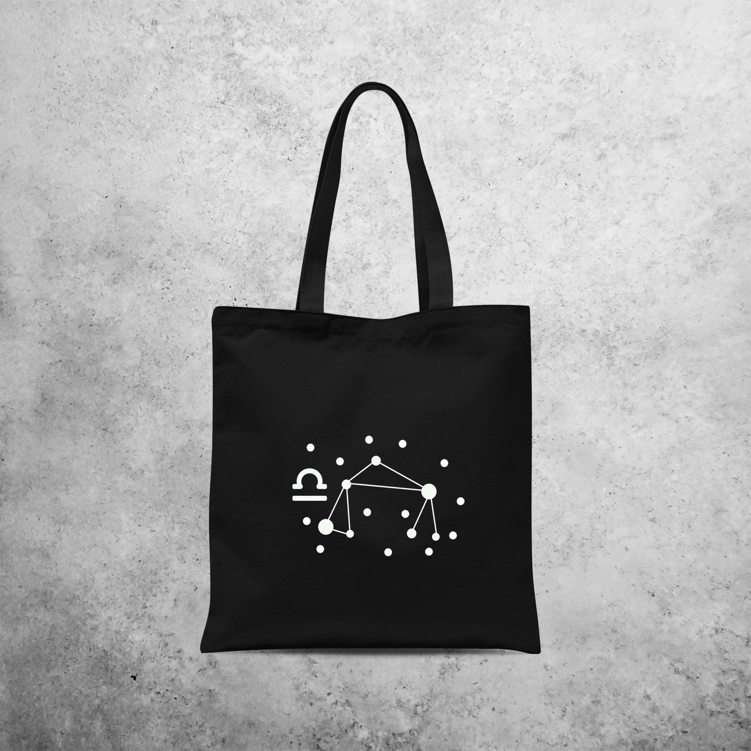 Star sign glow in the dark tote bag