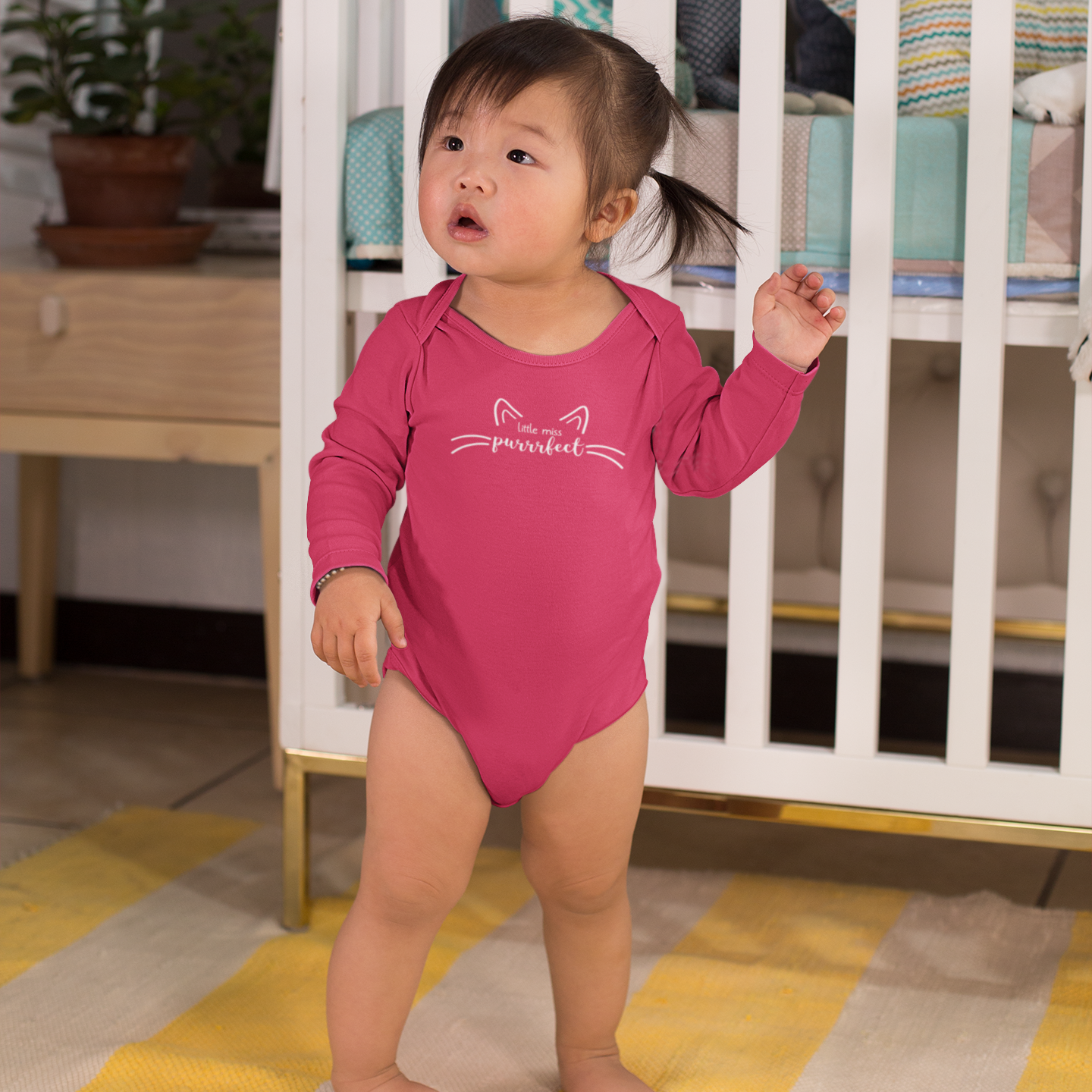 'Little miss purrrfect' baby longsleeve bodysuit