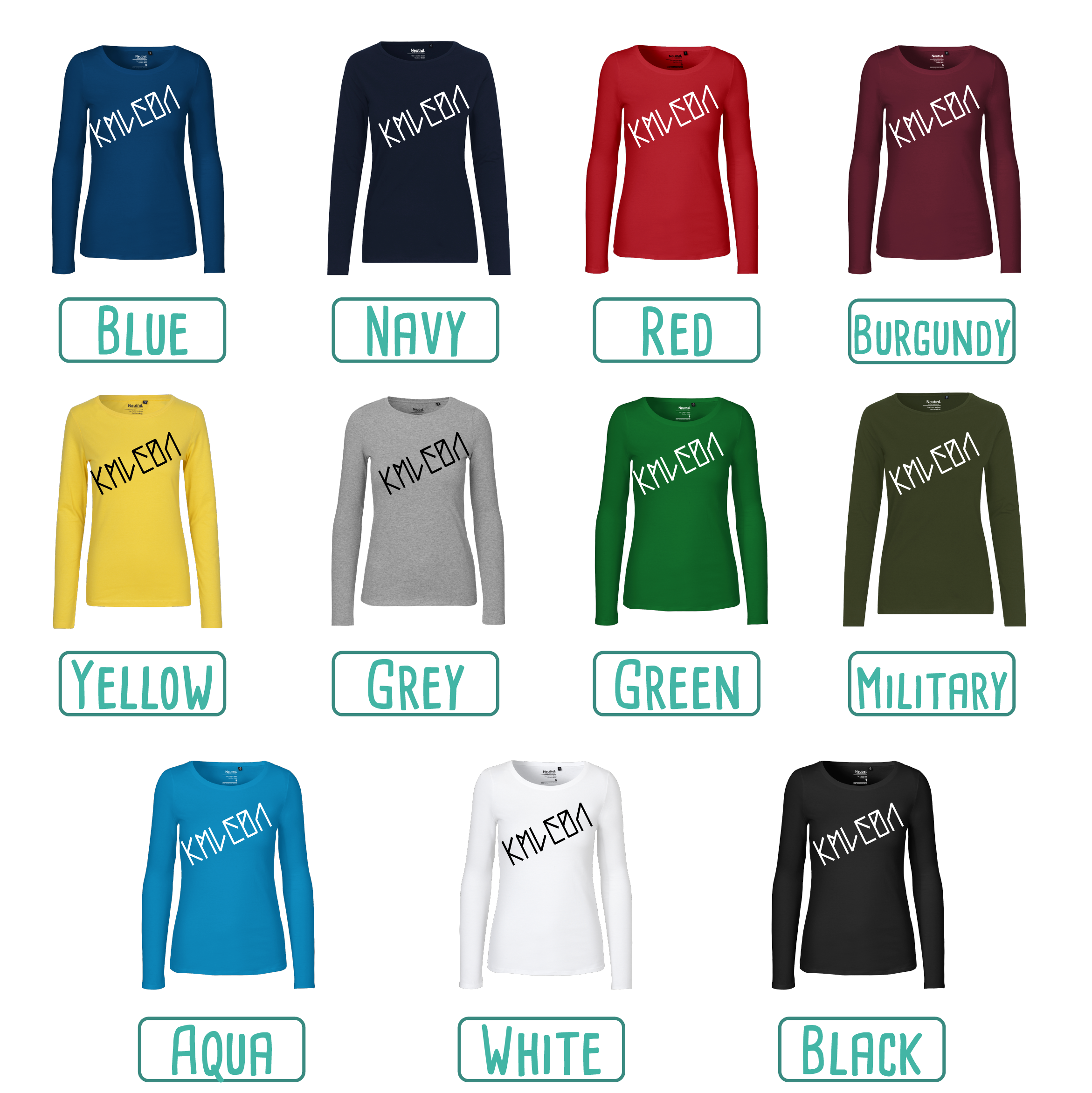 Colour options for adult shirts with long sleeves by KMLeon.