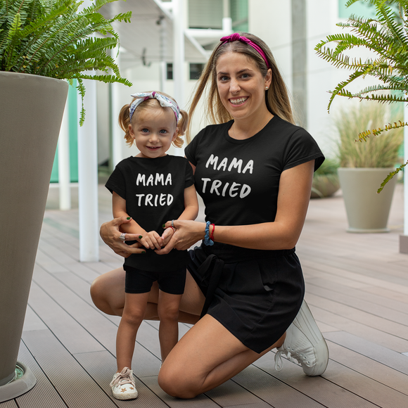 'Mama tried' kind shirt met korte mouwen