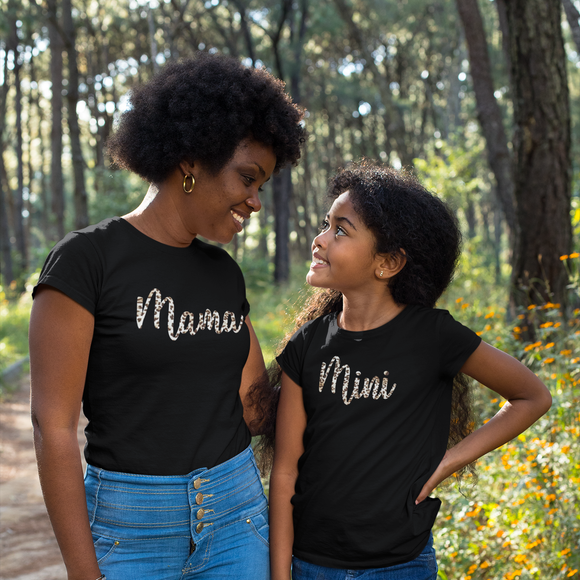 'Mama' & 'Mini' leopard matching shirts