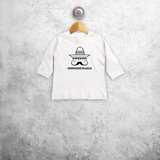 'Moustache gracias' baby shirt met lange mouwen