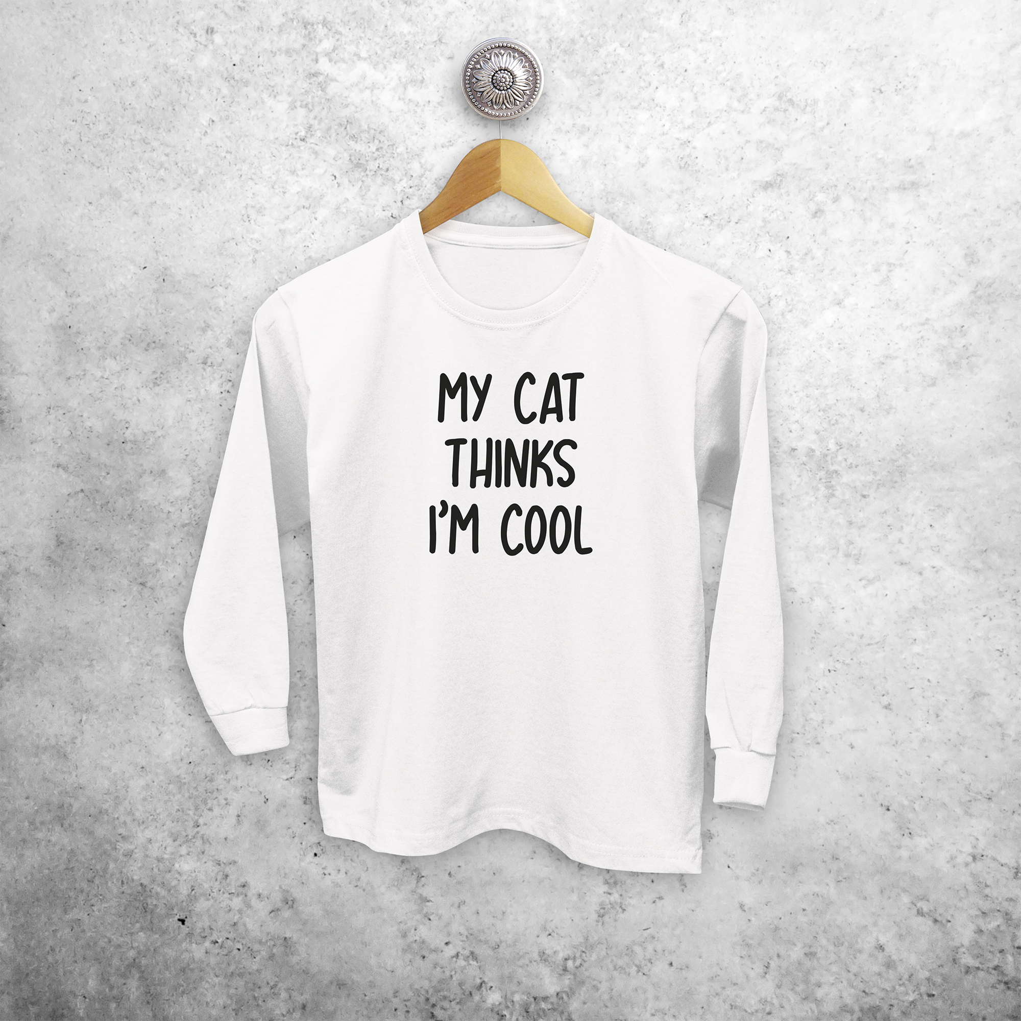 'My cat thinks I'm cool' kids longsleeve shirt
