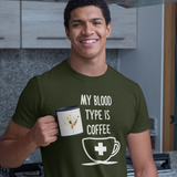 'My blood type is coffee' adult shirt