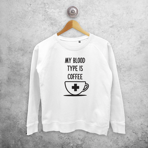 'My blood type is coffee' trui