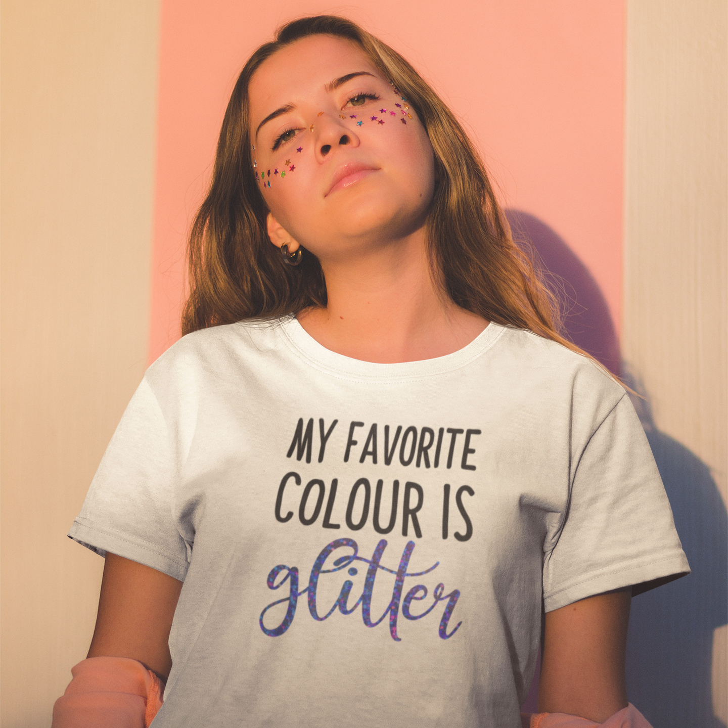 'My favorite colour is glitter' adult shirt