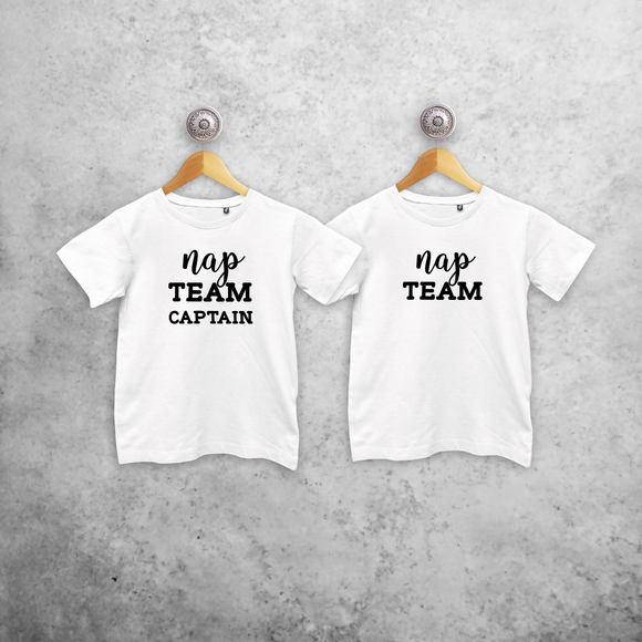 'Nap team captain' & 'Nap team' kids sibling shirts