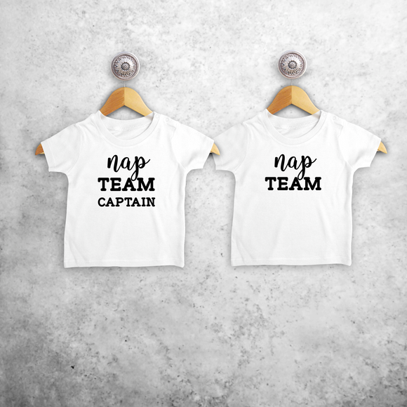 'Nap team captain' & 'Nap team' baby broer en zus shirts