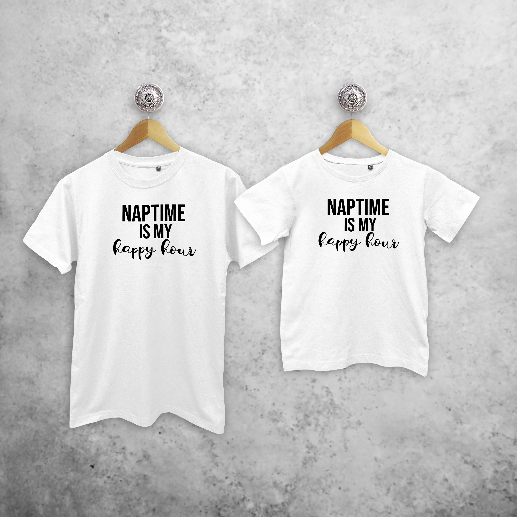 'Naptime is my happy hour' matchende shirts