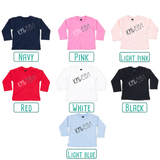 Colour options for baby or toddler shirts with long sleeves by KMLeon.