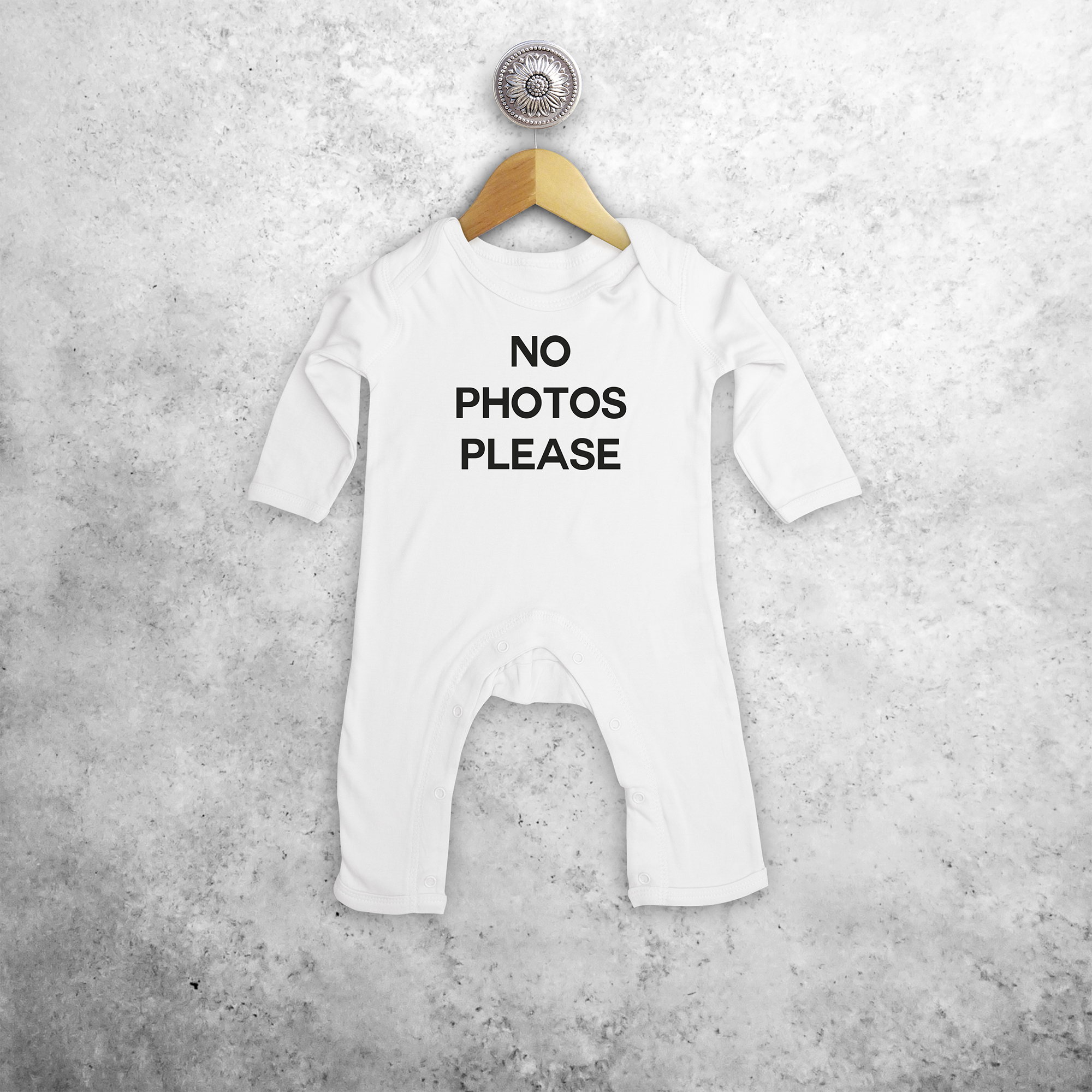 'No photos please' baby romper