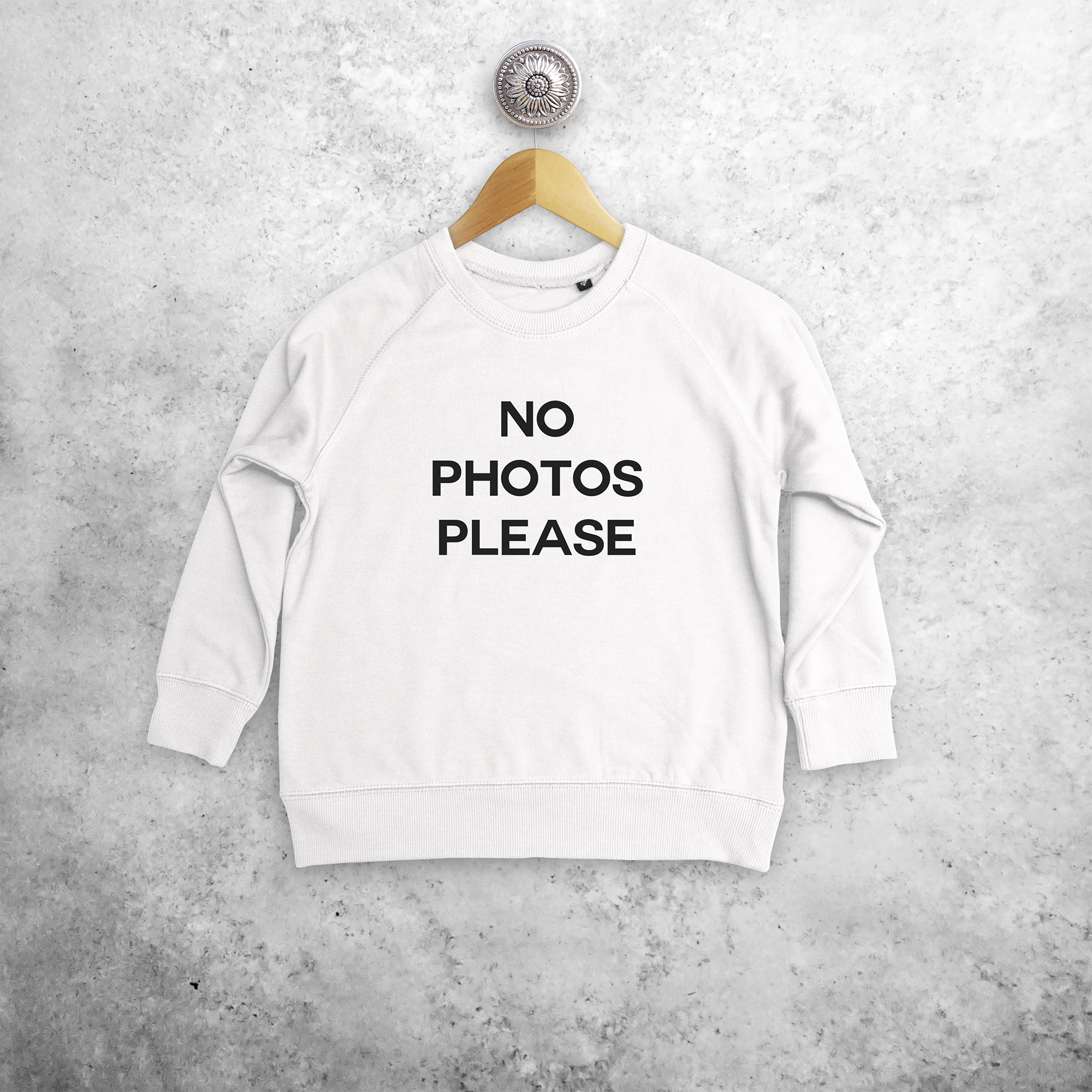'No photos please' kids sweater