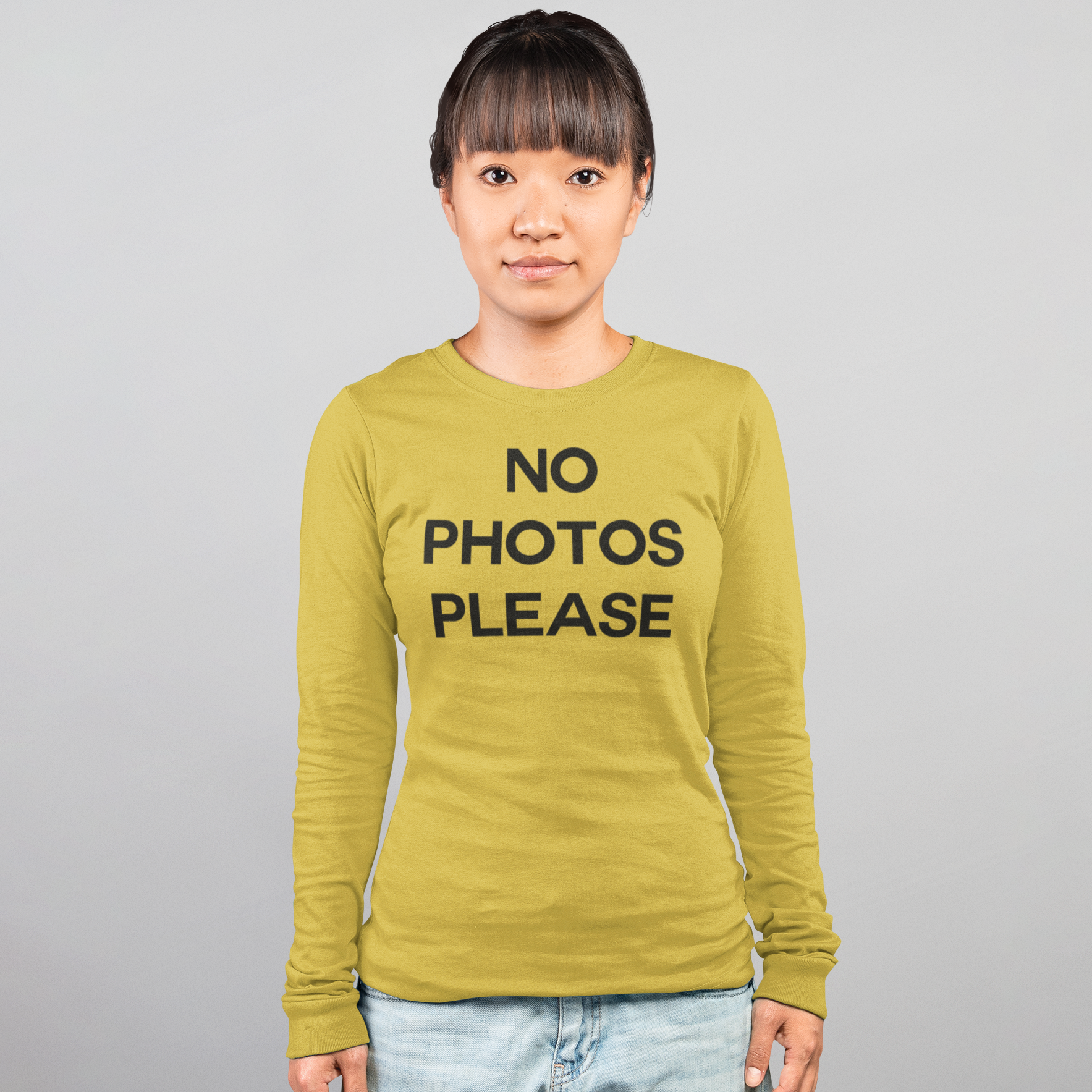 'No photos please' adult longsleeve shirt