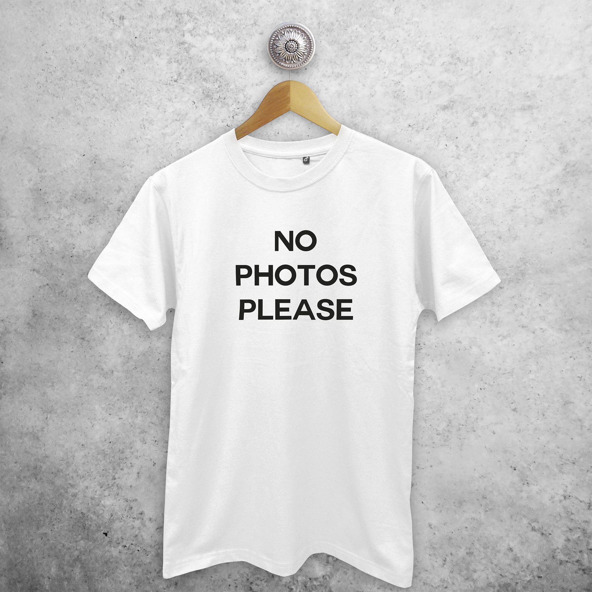 'No photos please' adult shirt