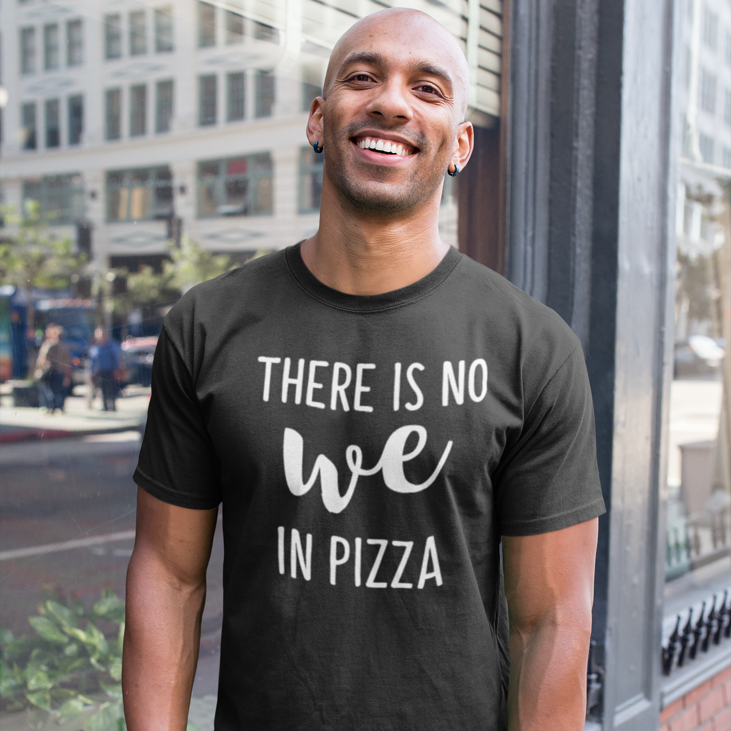 'There is no we in pizza' volwassene shirt