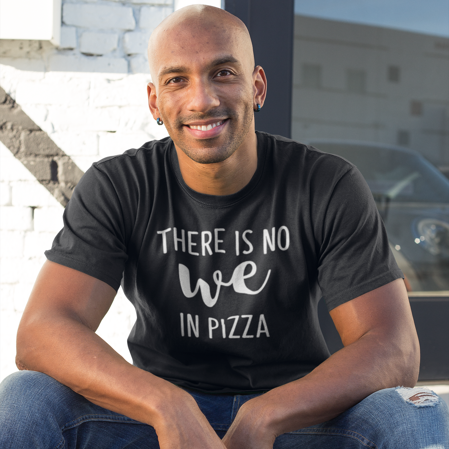 'There is no we in pizza' adult shirt