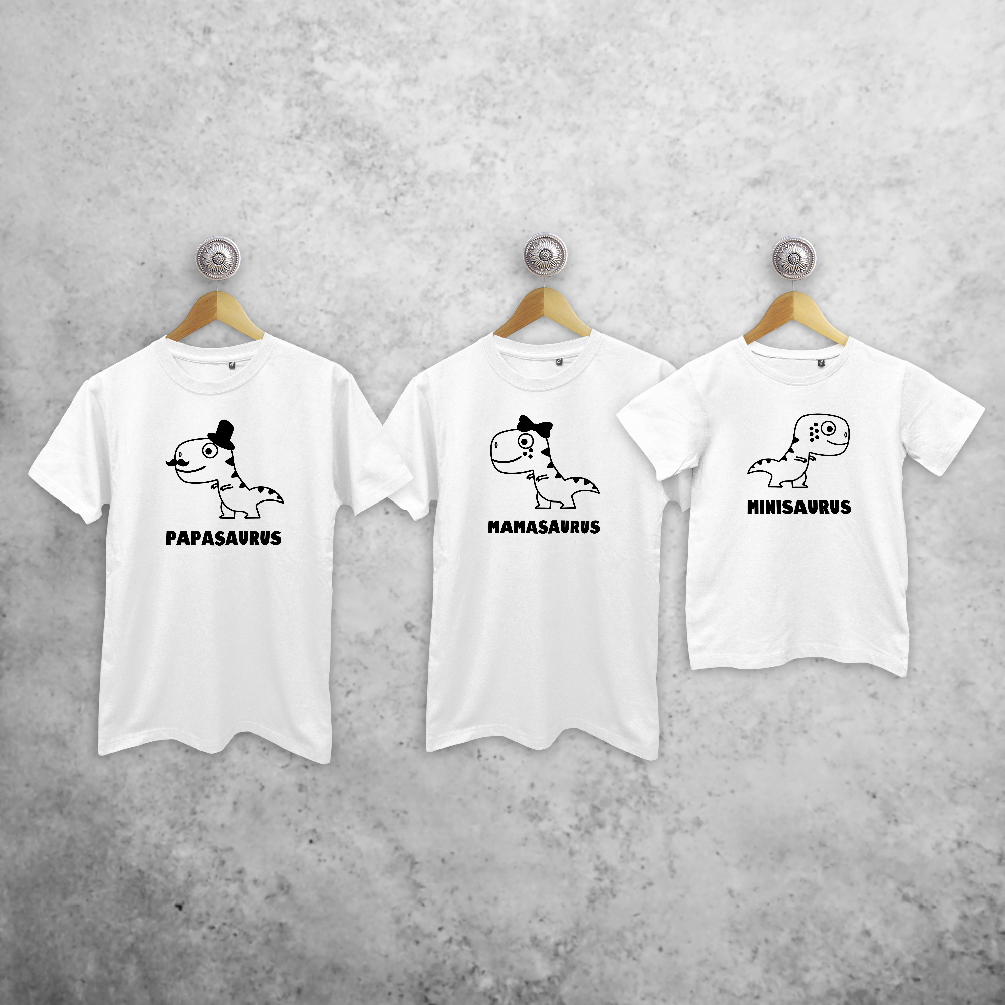 'Papasaurus', 'Mamasaurus' & 'Minisaurus' matchende shirts