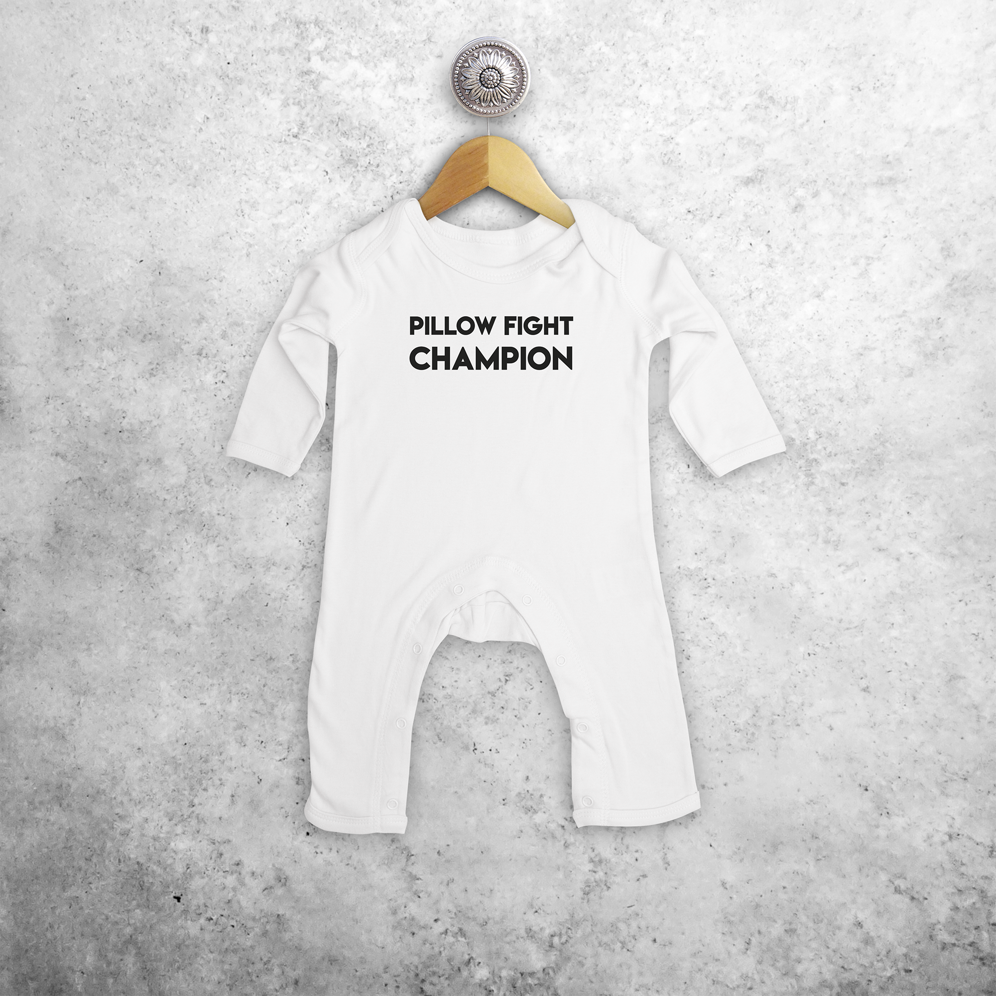 'Pillow fight champion' baby romper