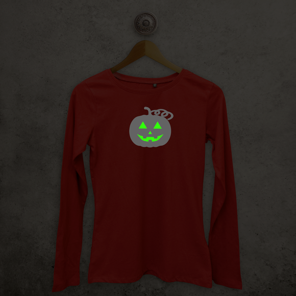 Pumpkin glow in the dark adult longsleeve shirt