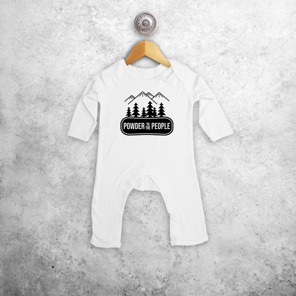 Baby or toddler romper with long sleeves, with ‘Powder to the people’ print by KMLeon.