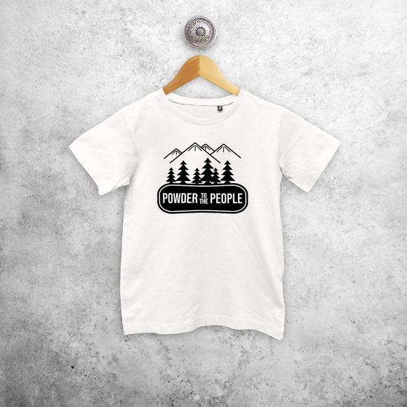 Kids shirt with short sleeves, with ‘Powder to the people’ print by KMLeon.